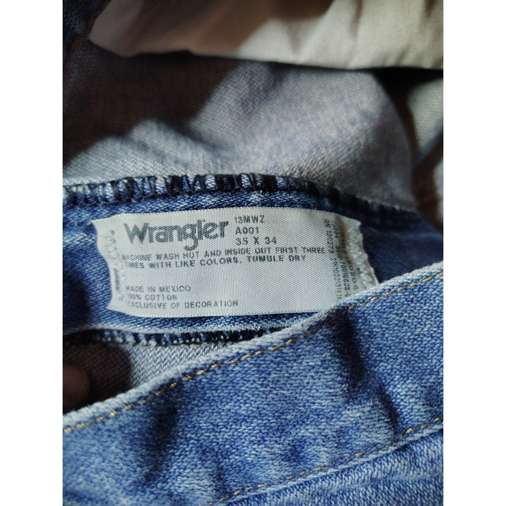 Vintage Y2K Wrangler Jeans Mens‎ 34x33 Blue Premium Cowboy Cut 13MWZ - Picture 7 of 10